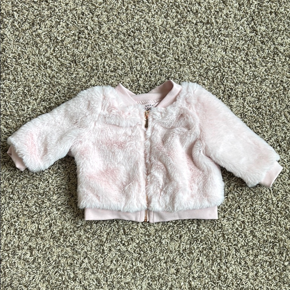 Cat & Jack Pink Faux Fur Full Zip Jacket Baby Girl 0-3 months